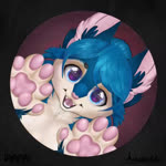 anthro blue_eyes dancing female focused jumping music pawpads shepherd smile solo synced_to_music sound_warning spicymangodango happysheppy canid canine mammal 1:1 animated loop meme short_playtime sound webm