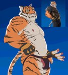 anthro black_stripes clothed clothing clothing_aside fangs fingerless_gloves fur genitals gloves handwear jockstrap jockstrap_aside jockstrap_only looking_at_viewer male mostly_nude musclegut muscular muscular_anthro muscular_male navel nipples orange_body orange_fur pecs penis solo stripes tail teeth topless tufted_ears tufted_fur underwear underwear_aside underwear_only vein veiny_penis white_body white_fur yellow_sclera citrine_lion epic_games fortnite oscar_(fortnite) felid mammal pantherine tiger hi_res