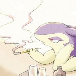 5_fingers ambiguous_feral ambiguous_gender arm_support bottle container contiguous_snout feral fingers furniture high-angle_view holding_object holding_pipe kiseru leaning_on_elbow leaning_on_table narrowed_eyes simple_background smoke smoking smoking_pipe solo table three-quarter_view kinakomochi nintendo pokemon generation_8_pokemon hisuian_form hisuian_typhlosion pokemon_(species) regional_form_(pokemon) 1:1 2024 hi_res