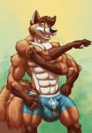 2016 2_tails 4_arms 4_pecs anthro biped black_body black_fur blue_eyes boxers_(clothing) brown_body brown_fur bulge canid canine chipfox claws clothing fox fur looking_at_viewer male mammal markings multi_arm multi_limb multi_pecs multi_tail multifur muscular muscular_anthro muscular_male nipples orange_body orange_fur pecs pink_nipples red_fox simple_background smile solo standing tail tail_markings theneonfox true_fox underwear white_body white_fur