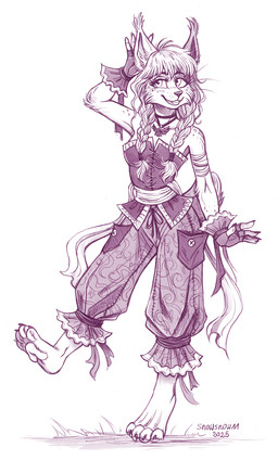 4_toes 5_fingers anthro barefoot breasts button_(fastener) claws clothed clothed_anthro clothed_female clothing ears_up eyebrows eyelashes feet female female_anthro fingers front_view fully_clothed fully_clothed_anthro fully_clothed_female hair humanoid_hands jewelry long_hair necklace on_one_leg patchwork patchwork_clothing pockets simple_background smile solo standing toes triangle_nose whiskers year snowsnow11 felid feline lynx mammal 2025 full-length_portrait hi_res portrait shaded signature