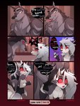 2024 3:4 anthro anthro_on_anthro black_clothing black_fingerless_gloves black_gloves black_handwear black_legwear black_thigh_highs breasts canid canid_demon canine clothing comic conditional_dnp demon detailed_background dialogue duo ear_piercing ear_ring english_text eye_contact eye_through_hair eyebrow_through_hair eyebrows female fingerless_gloves fur genitals gloves grey_body grey_fur grey_hair grey_nipples hair handwear hellhound helluva_boss hi_res legwear looking_at_another loona_(helluva_boss) loonanudes male male/female mammal mythological_canine mythological_creature mythology nipples notched_ear piercing pink_nipples red_sclera ring_piercing sex text thigh_highs translucent translucent_hair vortex_(helluva_boss) white_body white_eyes white_fur