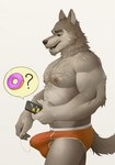 anthro arm_tuft belly_hair biceps bodily_fluids body_hair briefs briefs_only bulge cellphone chest_hair clothed clothing dessert doughnut elbow_tuft electronics erection erection_under_clothing food genital_fluids holding_cellphone holding_object holding_phone holding_smartphone leg_hair male manly masturbation mature_male muscular muscular_male nipples pastry pecs penile penile_masturbation phone precum precum_string precum_through_clothing precum_through_underwear red_briefs red_clothing red_underwear shoulder_hair simple_background smartphone solo standing text_message texting topless triceps tuft underwear underwear_only wet wet_clothing white_background highpups grindr canid canine canis mammal wolf 2023 hi_res