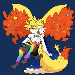 action_pose ambiguous_gender anthro black_clothing black_underwear bracelet briefs cape charm_(jewelry) clothing collar crown cute_fangs eyewear fangs fluffy fluffy_tail glasses hand_to_face haughty_look headgear inner_ear_fluff jewelry leg_warmers legwear lgbt_pride mismatched_clothing multicolored_clothing night nonbinary_pride_colors paws pose pride_color_accessory pride_colors rainbow_clothing rainbow_flag rainbow_pride_clothing rainbow_pride_flag rainbow_symbol simple_background solo space star star_rod sunglasses tail teeth transparent_background tuft underwear wearing_glasses demonteeth kirby's_adventure nintendo pokemon rea_(demonteeth) braixen generation_6_pokemon pokemon_(species) 1:1 2019 alpha_channel colored digital_drawing_(artwork) digital_media_(artwork) nonbinary_(lore)