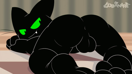 anthro anus balls black_body black_fur bouncing_balls butt feet fur genitals green_eyes hindpaw looking_at_viewer male paws presenting presenting_hindquarters shaking_butt simple_background soles solo taunting rodricoro cartoon_network mao_mao:_heroes_of_pure_heart sheriff_mao_mao_mao domestic_cat felid feline felis mammal 2d_animation animated