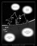 anthro beak black_background black_border bodily_fluids border clothing coat cpr darkness dialogue drowned duo eyebrows facial_scar hug hugging_another hugging_from_behind jacket male markings open_mouth profanity scar shaking side_view simple_background sound_effects speech_bubble star tears text topwear tremble_lines trembling water whisker_markings wide_eyed sharkinthepark maccaw_(sharkinthepark) macleish_(sharkinthepark) avian bird canid canine canis domestic_dog mammal owl 2025 4:5 absurd_res comic english_text greyscale hi_res monochrome