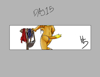 anthro back_boob biped blonde_hair bottle bottomwear bra breasts butt clothed clothing container daisy_dukes denim denim_bottomwear denim_clothing denim_shorts dipstick_tail female flannel_shirt footwear freckled_butt freckles fur hair heat_(temperature) hotpants markings medium_breasts outdoor_nudity panties public public_nudity shorts side-tie_panties sign simple_background socks solo standing tail tail_markings text underwear underwear_only undressing yellow_body yellow_fur high5art ty_the_tasmanian_tiger_(series) shazza_the_dingo canid canine canis dingo mammal 2024 absurd_res digital_drawing_(artwork) digital_media_(artwork) english_text hi_res letterbox signature