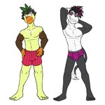 alternative_fashion anthro anthrofied boxers_(clothing) briefs button_boxers button_underwear clothed clothing duo grin hands_behind_head male navel nipples pattern_briefs pattern_clothing pattern_underwear pokemorph punk simple_background smile striped_briefs striped_clothing striped_underwear stripes topless underwear underwear_only white_background fuze nintendo pokemon galarian_form galarian_linoone generation_8_pokemon pokemon_(species) regional_form_(pokemon) thwackey 1:1 full-length_portrait hi_res portrait