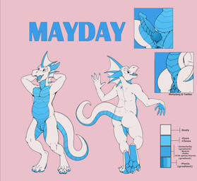 animal_genitalia anthro anus belly blue_body blue_eyes blue_penis countershading cutaway erection frill_(anatomy) front_view genital_slit genitals hands_behind_head horn knot knotted_penis looking_at_viewer looking_back looking_back_at_viewer male male_anthro nude nude_anthro nude_male open_mouth open_smile penis pink_background raised_tail rear_view reverse_countershading simple_background slightly_chubby slightly_chubby_anthro slightly_chubby_male smile solo standing tail teeth tongue white_body mintyderg mythology mayday aquatic aquatic_dragon dragon mythological_creature mythological_scalie scalie 2021 absurd_res hi_res model_sheet