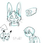 anthro big_ears bread cheek_tuft closed_smile facial_tuft food front_view head_tuft inner_ear_fluff male mouth_closed simple_background smile solo teeth tuft whiskers white_background bucklebunny nintendo pokemon food_creature generation_1_pokemon human lagomorph leporid mammal pikachu pokemon_(species) rabbit 1:1 sketch_page