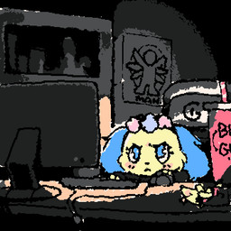 :< ambiguous_anthro ambiguous_gender anthro beverage blue_body blue_ears blue_eyes blue_fur blush computer_keyboard computer_mouse container cup desk detailed_background drinking_straw electronics eyelashes flower flower_crown frown fur furniture glistening glistening_eyes inside light looking_at_monitor monitor plant poster solo squigglevision table white_sclera wire yellow_body yellow_fur ligma_(artist) jewelpet sanrio sega_fave sapphie_(jewelpet) bird_dog canid canine canis cavalier_king_charles_spaniel domestic_dog hunting_dog mammal spaniel toy_dog 1:1 2026 animated archived_source digital_drawing_(artwork) digital_media_(artwork) wigglypaint_(artwork) female_(lore)