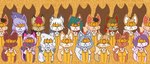 anthro brainwashing clothing collared_shirt dress_shirt fangs female group hypnosis hypnotic_visor male mantra mass_hypnosis mind_control propaganda shirt spiral standing tail tech_control teeth text text_background topwear uniform vest visor yellow_clothing yellow_topwear yellow_vest hypnocatto canid canine fox mammal 2022 absurd_res hi_res