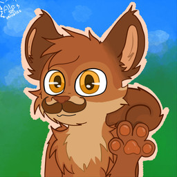 adrianocony anthro big_eyes brown_body brown_fur chibi facial_hair fluffy fur male mustache open_mouth paws raised_paw smile solo tail white_inner_ear yellow_eyes nyale0102 mammal rodent sciurid tree_squirrel 1:1 absurd_res digital_media_(artwork) hi_res