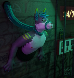 anthro bdsm bondage bound breasts fur male nipple_piercing nipples orgasm piercing public sex solo strangling stuck tentacles toilet tongue trash wet carevich_sem canid canine canis domestic_dog mammal 3d_(artwork) digital_media_(artwork) hi_res