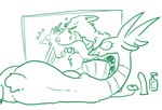 anthro butt dildo eating electronics female female_focus fingering fingering_partner food group heart_symbol horn long_neck looking_at_porn looking_at_viewer looking_back looking_back_at_viewer lube_bottle lying male male/female nude on_side popcorn popcorn_bucket pornography rear_view scut_tail sex sex_toy short_tail simple_background solo_focus tail television trio white_background the_weaver the_weaver_(character) antelope bovid canid canine canis mammal wolf 2021 green_and_white monochrome