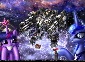 cannon crown female foxi-5 friendship_is_magic galaxy group laser mecha my_little_pony princess_celestia_(mlp) princess_luna_(mlp) stars twilight_sparkle_(mlp)
Rating: Safe
Score: 4
User: DSR1337
Date: March 26, 2014