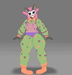 anthro big_bulge big_penis black_sclera bulge clothed clothing clown clown_costume clown_makeup clown_shoes floxko(photolol.03) footwear genitals long_penis male penis shoes simple_background smile smiling_at_viewer solo photolol.03 bovid canid canine canis caprine fox mammal hi_res slideshow