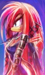 anthro blue_background blue_eyes breasts cleavage clothed clothing dreadlocks dress female hair long_hair red_body red_hair ring simple_background solo mri archie_comics sega sonic_the_hedgehog_(archie) sonic_the_hedgehog_(comics) sonic_the_hedgehog_(series) lien-da echidna mammal monotreme 3:5