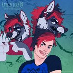 1:1 anthro black_claws black_hair black_lips black_nose blue_clothing blue_eyes blue_shirt blue_t-shirt blue_topwear bridge_piercing cheek_tuft claws clothing dakota_(rayliicious) ear_piercing ear_ring ear_stud facial_piercing facial_tuft fangs finger_claws front_view fur gesture glistening glistening_eyes grey_body grey_fur grin hair hi_res human inner_ear_fluff licking licking_lips licking_own_lips lip_piercing lips male mammal narrowed_eyes nose_piercing piercing rayliicious red_body red_clothing red_fur red_hair red_topwear ring_piercing self_lick sex_gesture shirt sketch_page smile solo stud_piercing suggestive suggestive_gesture t-shirt tan_body tan_skin teeth tongue tongue_out tongue_piercing topwear tuft white_body white_fur white_inner_ear_fluff