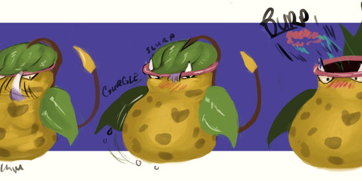 after_vore belly digestion duo fatal_vore feral overweight text vore yellow_body sonier103 nintendo pokemon generation_1_pokemon generation_5_pokemon mienshao pokemon_(species) victreebel 2014 absurd_res hi_res
