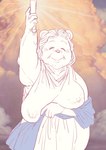 anthro big_breasts bingo_wings breasts clothing elderly elderly_anthro elderly_female eyes_closed female kemono mature_female nipples parody sagging_breasts smile translucent translucent_clothing hebokun columbia_pictures sony_corporation torch_lady bear mammal