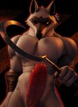 abs anthro arm_wrapping arm_wraps biceps big_penis black_sclera cheek_tuft deltoids ears_up emanata erection facial_markings facial_tuft fur fuzzy genitals glans grey_body grey_fur half-closed_eyes head_markings head_tuft holding_object holding_weapon humanoid_genitalia humanoid_penis looking_away male male_anthro markings mask_(marking) multicolored_body muscular muscular_anthro muscular_male narrowed_eyes nude pecs penis pointy_ears prick_ears red_eyes red_penis sickle solo standing trapezius tuft vein veiny_penis weapon white_body wrapped_arms wraps anaroth valorlynz_(modeler) dreamworks puss_in_boots_(franchise) death_(puss_in_boots) canid canine canis humanoid mammal wolf 3d_(artwork) digital_media_(artwork) hi_res