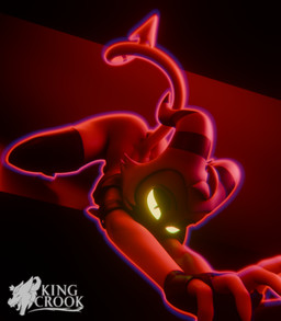 ass_up bedroom_eyes clothed clothing glowing glowing_eyes leather leather_clothing looking_at_viewer lying male narrowed_eyes partially_clothed red_body seductive solo yellow_eyes king_crook valorlynz_(modeler) hellaverse helluva_boss moxxie_(helluva_boss) demon humanoid imp hi_res