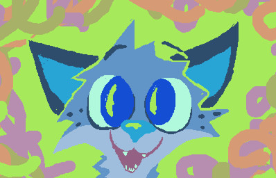 abstract_background ambiguous_form ambiguous_gender blue_body blue_eyes blue_fur blue_inner_ear blue_nose cheek_tuft countershading facial_tuft freckled_face freckles fur green_background looking_at_viewer open_mouth open_smile simple_background smile solo tuft demensa emil_(demensa) canid canine canis coyote domestic_dog mammal 2025 headshot_portrait portrait