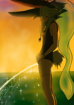 adolescent anthro big_ears blue_hair bodily_fluids clothing clothing_aside female genital_fluids hair legwear outside peeing school_swimsuit side_view solo sunset swimwear swimwear_aside thigh_highs urine urine_stream watersports young young_anthro camiod sanrio show_by_rock!! corriente_(show_by_rock!!) lagomorph leporid mammal rabbit hi_res