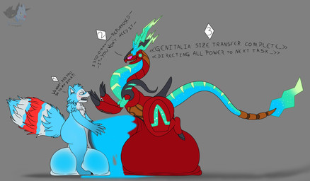 anthro attribute_theft balls balls_expansion balls_shrinking big_balls big_penis blue_body blue_cum blue_fur bodily_fluids claws colored_cum cum cum_exchange cum_from_penis cum_in_balls cum_in_penis cum_inside dialogue duo expansion finger_claws fur genital_expansion genital_fluids genitals genitals_shrinking glowing glowing_balls glowing_cum glowing_genitalia grey_background grey_body grey_fur holding_penis huge_balls huge_penis hyper hyper_balls hyper_genitalia hyper_penis leaking_cum logo long_tail looking_at_another male male/male multicolored_tail open_mouth penetration penile penile_penetration penis penis_in_penis penis_shrinking purple_sclera red_body red_fur saggy_balls shadow simple_background size_theft surprised tail text toe_claws unusual_bodily_fluids unusual_cum unusual_genital_fluids urethral urethral_penetration leskarmory nintendo pokemon future_pokemon generation_9_pokemon legendary_pokemon miraidon paradox_pokemon pokemon_(species) ultimate_mode_miraidon 2026 absurd_res artist_logo english_text hi_res