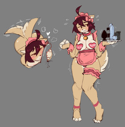accessory anthro blush bow_ribbon breasts buttplug cleavage clothed clothing countershading cuffs_(clothing) dildo embarrassed faceless_character fellatio female female_anthro grey_background hair_accessory hair_bow hair_ribbon heart_symbol legband lube_bottle oral pasties penile plug_(sex_toy) ribbons sex sex_toy shy simple_background skimpy solo standing tail derpyfox_36 ashley_(derpyfox_36) canid mammal 2026