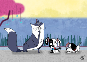 black_body black_ears black_fur black_nose black_spots feral fur group male markings spots spotted_body spotted_fur trio white_body white_fur unclescooter 101_dalmatian_street 101_dalmatians disney clayton_(babart101dal) constantin_(101_dalmatians) deepak_(101_dalmatians) canid canine canis dalmatian domestic_cat domestic_dog felid feline felis mammal