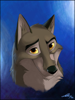 amber_eyes black_border black_nose border feral male solo toony year sorcy balto_(series) universal_studios balto canid canine canis hybrid mammal wolfdog 2007 headshot_portrait portrait signature