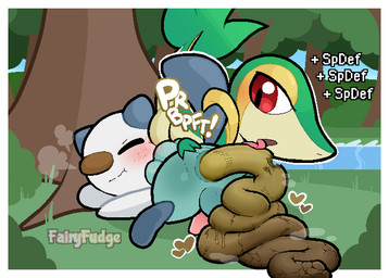 ambiguous_gender anthro anus backsack balls blush breath duo eating_feces erection excessive_feces eyes_closed feces feces_in_mouth feces_pile feet feral foot_on_face forest gameplay_mechanics genitals heart_symbol hyper hyper_feces licking licking_feces looking_at_another male male/ambiguous male_pooping outside penis plant pooping pooping_on_grass red_eyes river scatplay sleeping sound_effects spread_anus spreading stats stepping_on_face text tongue tree vowelless vowelless_sound_effect fairyfudge nintendo pokemon generation_5_pokemon oshawott pokemon_(species) snivy artist_name digital_media_(artwork)