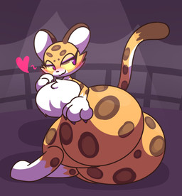 anthro big_butt blush brown_spots butt chest_tuft eyelashes female fur gloves_(marking) hand_on_hip heart_symbol huge_butt leg_markings looking_back lying markings multicolored_body multicolored_fur narrowed_eyes on_side purple_eyes socks_(marking) solo spots spotted_body spotted_fur tail tail_markings thick_thighs tuft white_body white_fur wide_hips yellow_body yellow_fur yellow_sclera gravtitty kirby_(series) kirby_and_the_forgotten_land nintendo clawroline felid leopard mammal pantherine 2022 digital_media_(artwork) hi_res