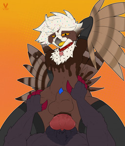 anal anal_penetration animal_genitalia animal_penis anthro anus arm_warmers armpit_fetish armpit_play armwear balls beak big_balls big_penis blue_penis butt canine_genitalia canine_penis claws clothing collar cowgirl_position duo erection feathers femboy food from_front_position genitals hand_on_butt hand_on_hip hand_on_leg hand_on_thigh hung_bottom hung_femboy knot knotted_penis legwear licking licking_lips looking_down lying male male/male male_penetrated male_penetrating male_penetrating_male multicolored_penis muscular on_back on_bottom on_top penetration penile penile_penetration penis penis_in_ass penis_tip sex sheath spread_butt spreading tail thigh_highs tongue tongue_out transformation cutefckngbunny nintendo pokemon ceilo_(wafflezcol) avian bird food_creature generation_5_pokemon owl pokemon_(species) pulsatrix spectacled_owl true_owl zoroark hi_res