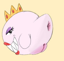 anus bedroom_eyes black_eyes crown female floating_head_creature genitals headgear lipstick looking_back makeup narrowed_eyes nude seductive sharp_teeth smile solo teeth vulva white_body neom-daddy mario_bros nintendo boo_(mario) ghost spirit