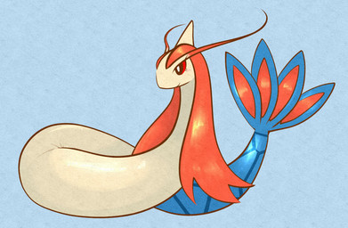 ambiguous_feral ambiguous_gender antennae_(anatomy) black_eyes blue_background blue_body blue_fin blue_scales blue_tail_fin blush blush_lines eyelashes feral fin hair looking_away multicolored_tail pupils red_antennae red_body red_hair red_scales red_sclera red_tail_fin scales serpentine simple_background solo tail tail_fin tan_body momensarada nintendo pokemon generation_3_pokemon milotic pokemon_(species) 2023 absurd_res colored full-length_portrait hi_res portrait