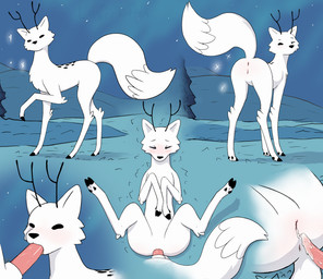 antlers anus blush bodily_fluids butt close-up cum cum_inside duo fellatio female feral from_front_position genital_fluids genitals hooves horn lying male male/female on_back oral oral_penetration penetration penile penile_penetration penis presenting sex standing tapering_penis vaginal vaginal_penetration victory_position vulva laserkitten hilda_(series) canid canine deer deerfox_(hilda) fox hybrid mammal absurd_res hi_res line_art shaded simple_shading