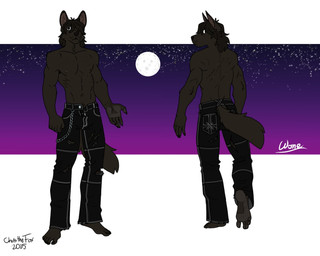 anthro barefoot black_hair bottomwear brown_body brown_fur chain clothing ears_up feet full_moon fur hair humanoid_feet looking_at_viewer looking_back looking_back_at_viewer male moon muscular muscular_anthro muscular_male navel night nipples pants plantigrade scar sky skyscape solo star torn_clothing wounded bartek22 mythology canid canine mammal mythological_canine mythological_creature werecanid werecanine werecreature werewolf hi_res