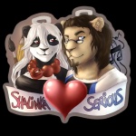 anthro duo female serious shalinka shalinka_(character) bear felid giant_panda lion mammal pantherine 1:1 alpha_channel character_badge_(artwork)