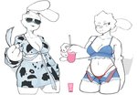 anthro beachwear beverage bubble_tea clothing duo eyewear female male navel one_eye_closed shirt smile sunglasses tank_top thong topwear underwear wink goonie-san mercy_(goonie-san) reiko_(goonie-san) arthropod bee hymenopteran insect hi_res