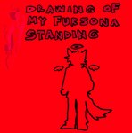 ambiguous_gender anthro feathered_wings feathers halo red_background silhouette simple_background sketchy solo standing text wings angxlmeat domestic_cat felid feline felis mammal black_and_red high_contrast monochrome red_theme sketch nonbinary_(lore) trans_(lore) trans_man_(lore)