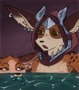 anthro bathing breasts clothed clothing duo ear_piercing ear_ring female female/female partially_clothed piercing ring_piercing sauna small_breasts wet battlehusk blizzard_entertainment warcraft glubo_(battlehusk) gublo_(dogmasque9999) canid mammal vulpera hi_res