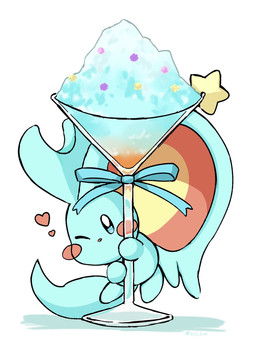 ambiguous_gender beverage big_ears biped bipedal_feral blush blush_stickers feral fluffy fluffy_tail front_view fur heart_symbol holding_glass holding_object ice looking_at_viewer mouthless notched_ear one_eye_closed semi-anthro simple_background solo tail teal_body teal_eyes teal_fur white_background wink winking_at_viewer y_l_j_n kirby_(series) kirby_and_the_forgotten_land kirby_cafe nintendo elfilin alien chinchilla chinchillid mammal rodent starling_(kirby) 2022 digital_drawing_(artwork) digital_media_(artwork) full-length_portrait hi_res japanese_description portrait signature male_(lore)