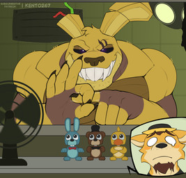 anthro blush blush_lines duo evil_grin gesture glass glowing glowing_eyes looking_at_viewer machine male male/male mature_male muscular muscular_male pecs sex_gesture smile suggestive suggestive_gesture window kento267 five_nights_at_freddy's five_nights_at_freddy's_3 scottgames daxterdingo springdad_springtrap_(fnaf) springtrap_(fnaf) canid canine canis domestic_dog lagomorph leporid mammal rabbit robot hi_res