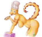 5_fingers abstract_background anthro areola bent_over big_areola big_breasts big_butt black_eyes blush breasts butt chef_hat clothing curvy_figure eyelashes female fingers food hat headgear headwear hot_dog hot_dog_bun leaning leaning_forward long_tail looking_at_viewer nipples nude nude_anthro nude_female open_mouth open_smile puffy_nipples scales sharp_teeth smile snout solo spiked_tail spikes spikes_(anatomy) tail teeth thick_thighs tongue tongue_out voluptuous voluptuous_anthro voluptuous_female wide_hipped_anthro wide_hipped_female wide_hips yellow_body yellow_scales lazy-a-ile cavemanon_studios cooking_with_tracy snoot_game tracy_(cwt) dinosaur prehistoric_species reptile scalie 2024 digital_drawing_(artwork) digital_media_(artwork)
