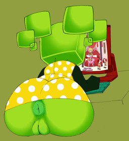 anus big_butt butt butt_focus clitoris clothed clothed_female clothed_humanoid clothing computer_keyboard computer_monitor computer_screen dress female female_humanoid gaming genitals green_anus green_background green_body green_clitoris green_hair green_skin green_vulva hair humanoid_genitalia humanoid_vulva low-angle_view no_underwear not_furry pattern_clothing pattern_dress pigtails playing_video_game plump_labia simple_background sitting solo spots spotted_clothing spotted_dress square_(anatomy) square_head vulva worm's-eye_view y_anus yellow_clothing yellow_dress captivemimic mario_bros nintendo paper_mario mimi_(paper_mario) princess_peach humanoid toad_(mario) 2024 digital_media_(artwork) hi_res shaded
