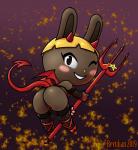 anthro blonde_hair butt clothing costume female fishnet_clothing hair holding_object horn huge_head melee_weapon one_eye_closed polearm smile solo trident weapon wink revtilian sr animal_crossing nintendo bonbon_(animal_crossing) lagomorph leporid mammal rabbit 2019 absurd_res hi_res