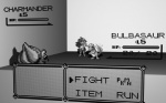 ambiguous_gender feral fight fire flaming_tail group pixelated pokemon_battle simple_background tail unknown_artist nintendo pokemon blue_(pokemon) bulbasaur charmander generation_1_pokemon human mammal pokemon_(species) 16:10 digital_media_(artwork) greyscale hi_res monochrome pixel_(artwork) widescreen